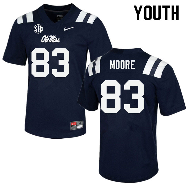 Youth #83 Jacobi Moore Ole Miss Rebels College Football Jerseys Sale-Navy